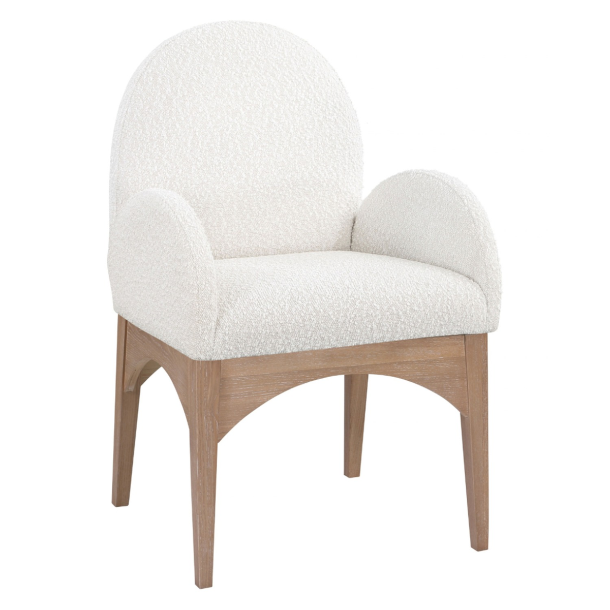 Waldorf Cream Boucle Fabric Upholstered Dining Arm Chair Set of 2