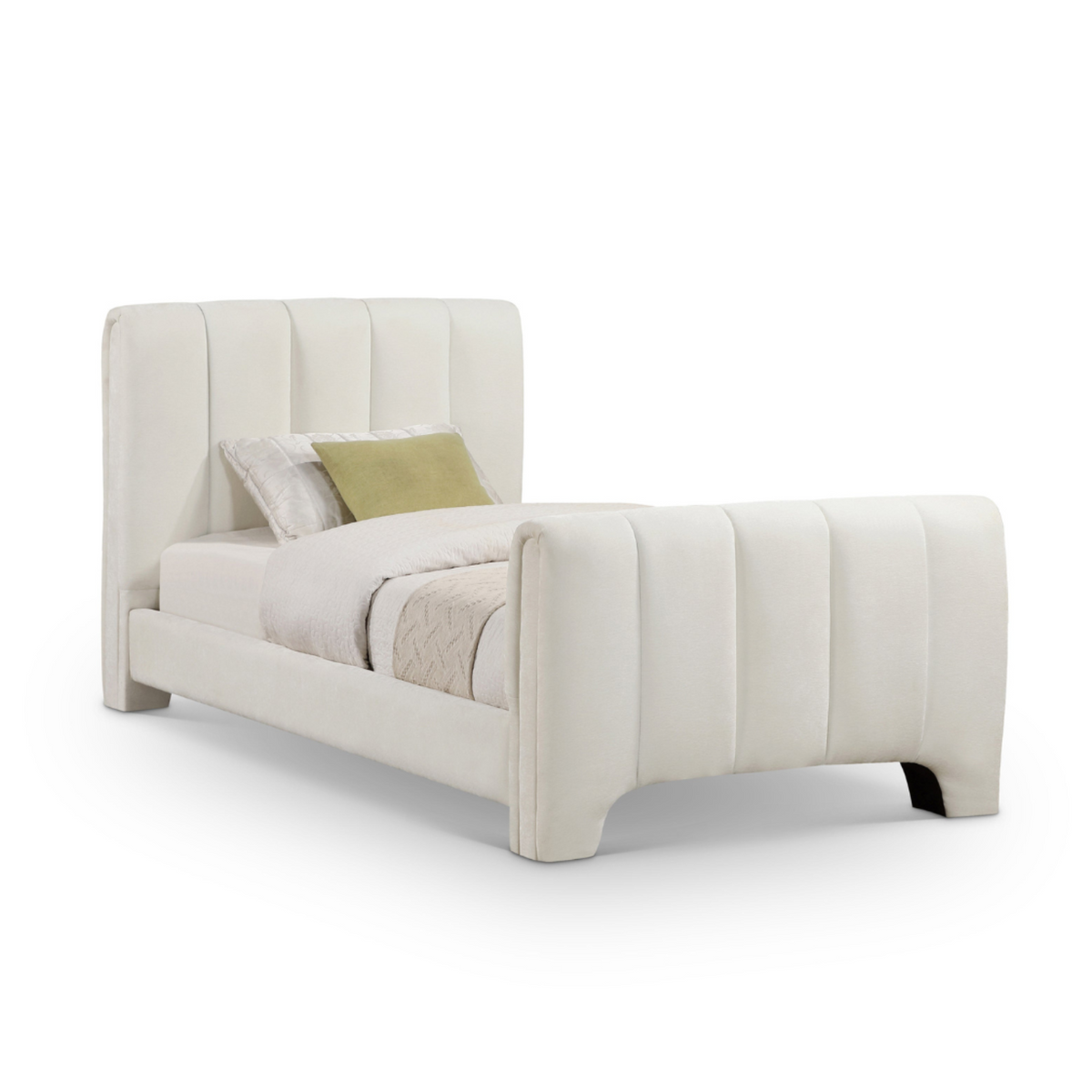 Camila Cream Chenille Fabric Upholstered Bed