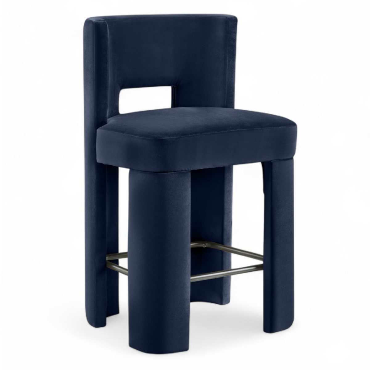Zuno Navy Velvet Performance Fabric Upholstered Counter Stool Set of 2