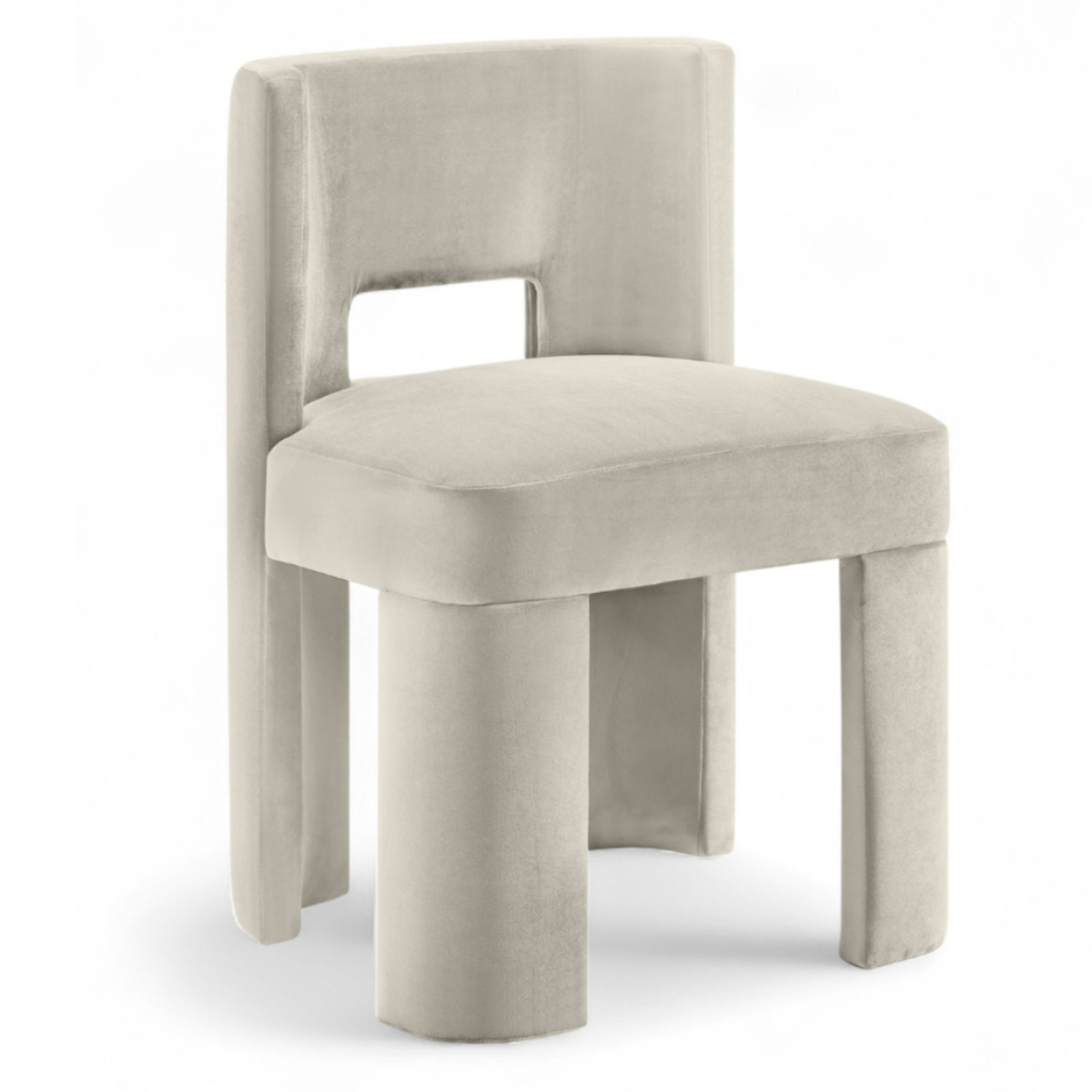 Zuno Cream Velvet Performance Fabric Upholstered Dining Chair, Set of 2, primary product view