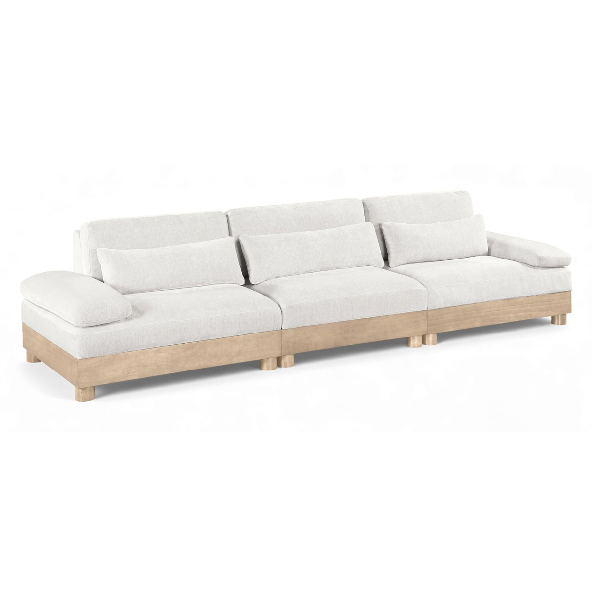Turin 13 5 .5in Cream Chenille Fabric Upholstered 3 Piece. Modular Sofa