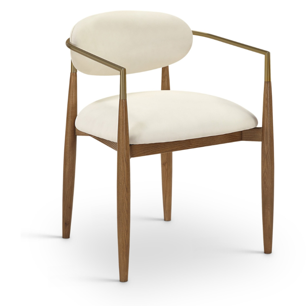 Riccio Cream Vegan Leather Upholstered Dining Arm Chair Set of 2