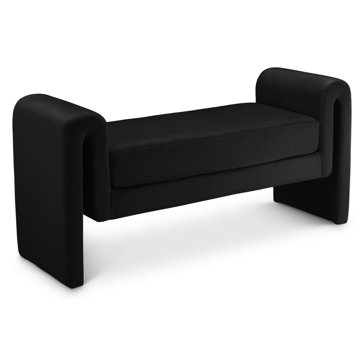 Sloan Black Velvet Upholstered Bench