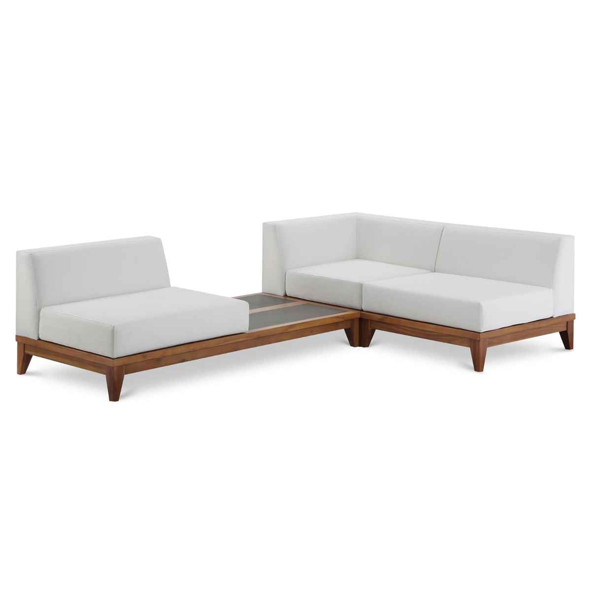 Rio 94" Off White Off White Water Resistant Fabric Upholstered 3pc. Patio Modular Sectional, primary product view