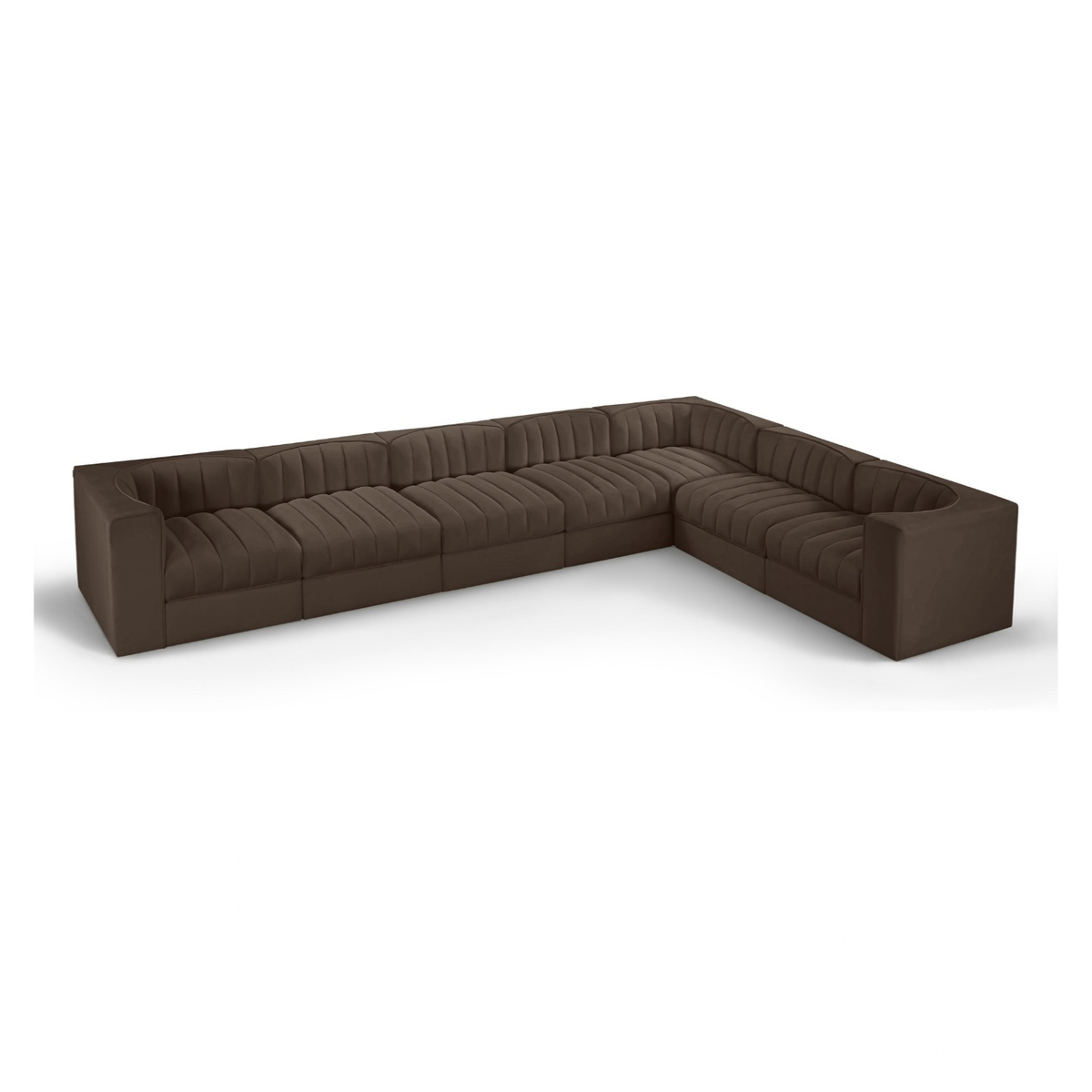 Rummi Brown Velvet Performance Fabric Upholstered 7pc. Modular Sectional, primary product view