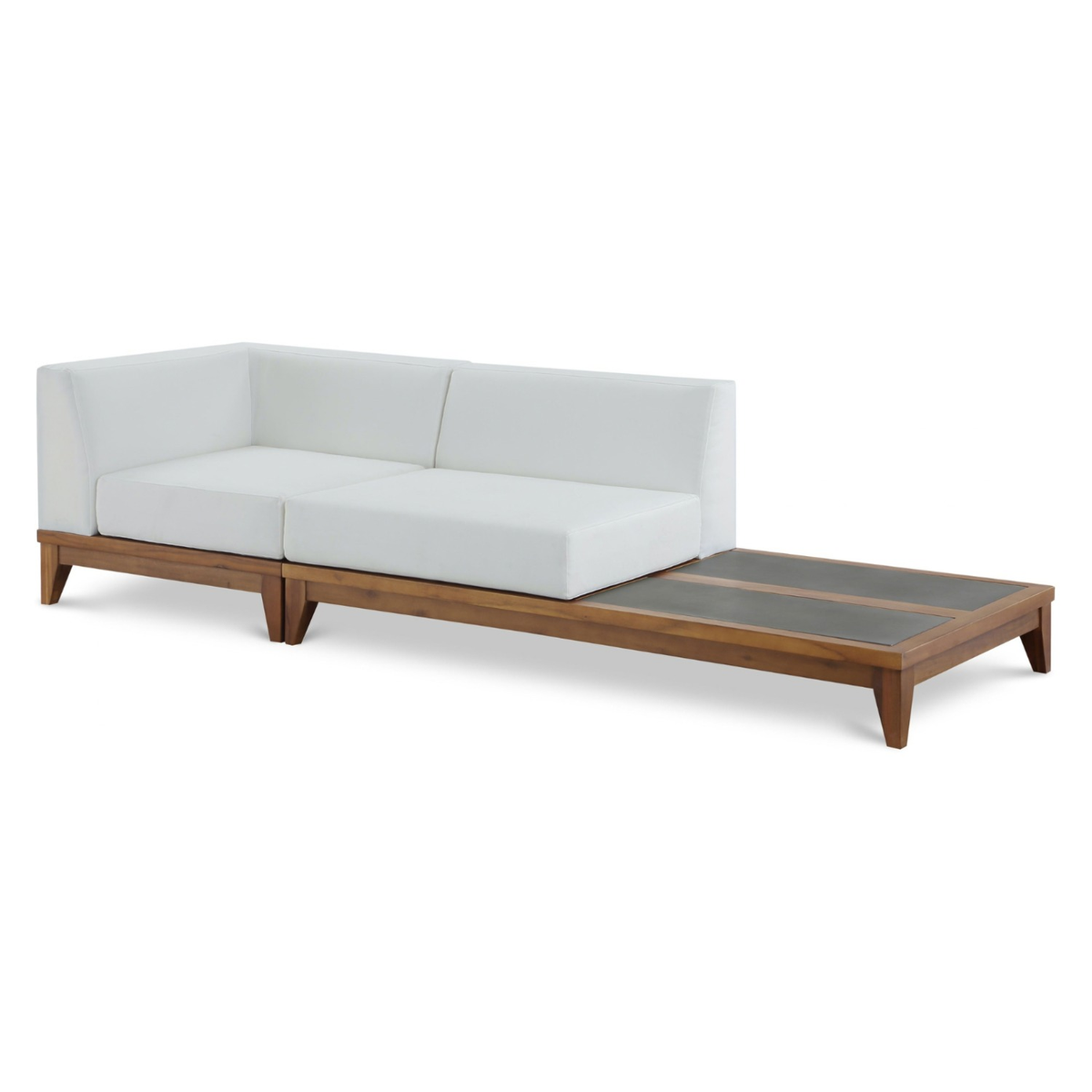 Rio 94in Off White Water Resistant Fabric Upholstered 2 Piece Modular Sofa