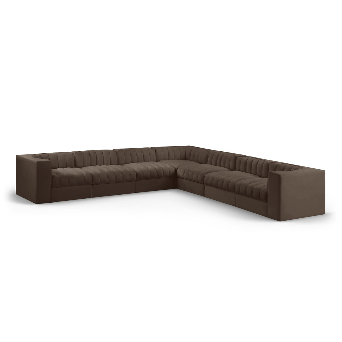 Rummi Brown Velvet Performance Fabric Upholstered 7pc. Modular Sectional, primary product view