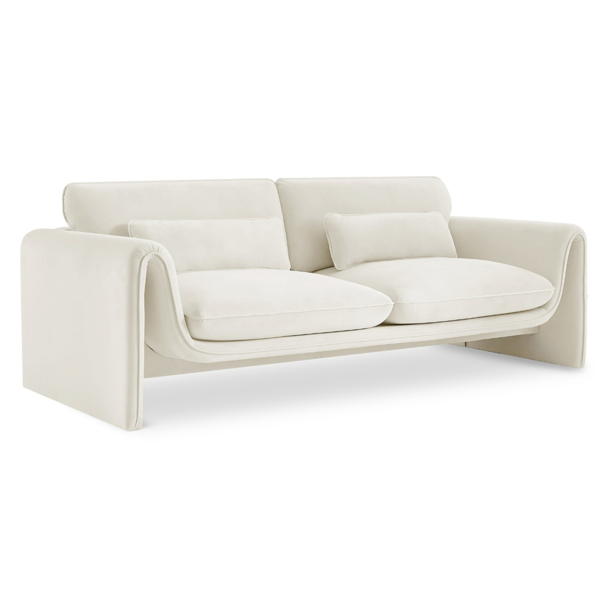 Sloan 8 6in Cream Velvet Upholstered Sofa