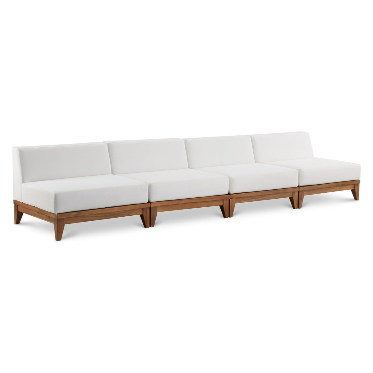Rio 138in Off White Water Resistant Fabric Upholstered 4 Piece Modular Armless Chair
