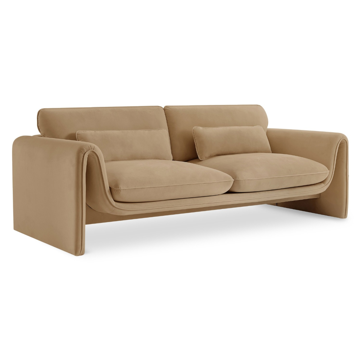 Sloan 8 6in Camel Velvet Upholstered Sofa