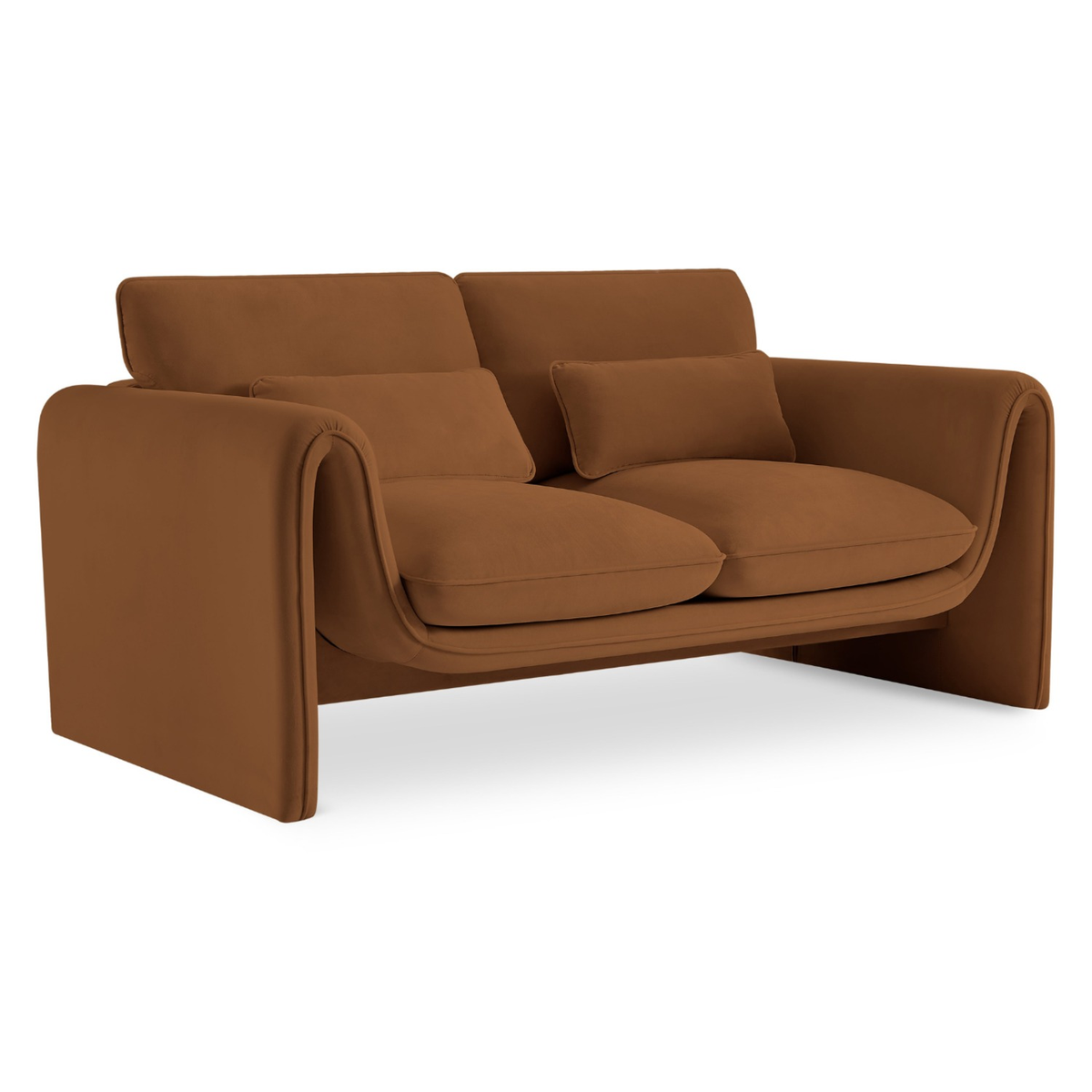 Sloan 6 4in Saddle Velvet Upholstered Loveseat