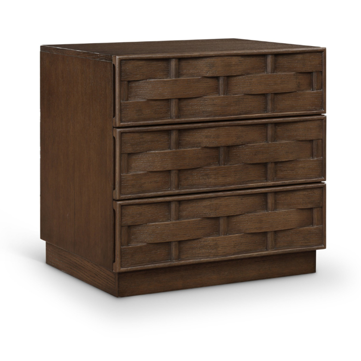 Weave 24in Brown Oak Veneer Nightstand Set of 2