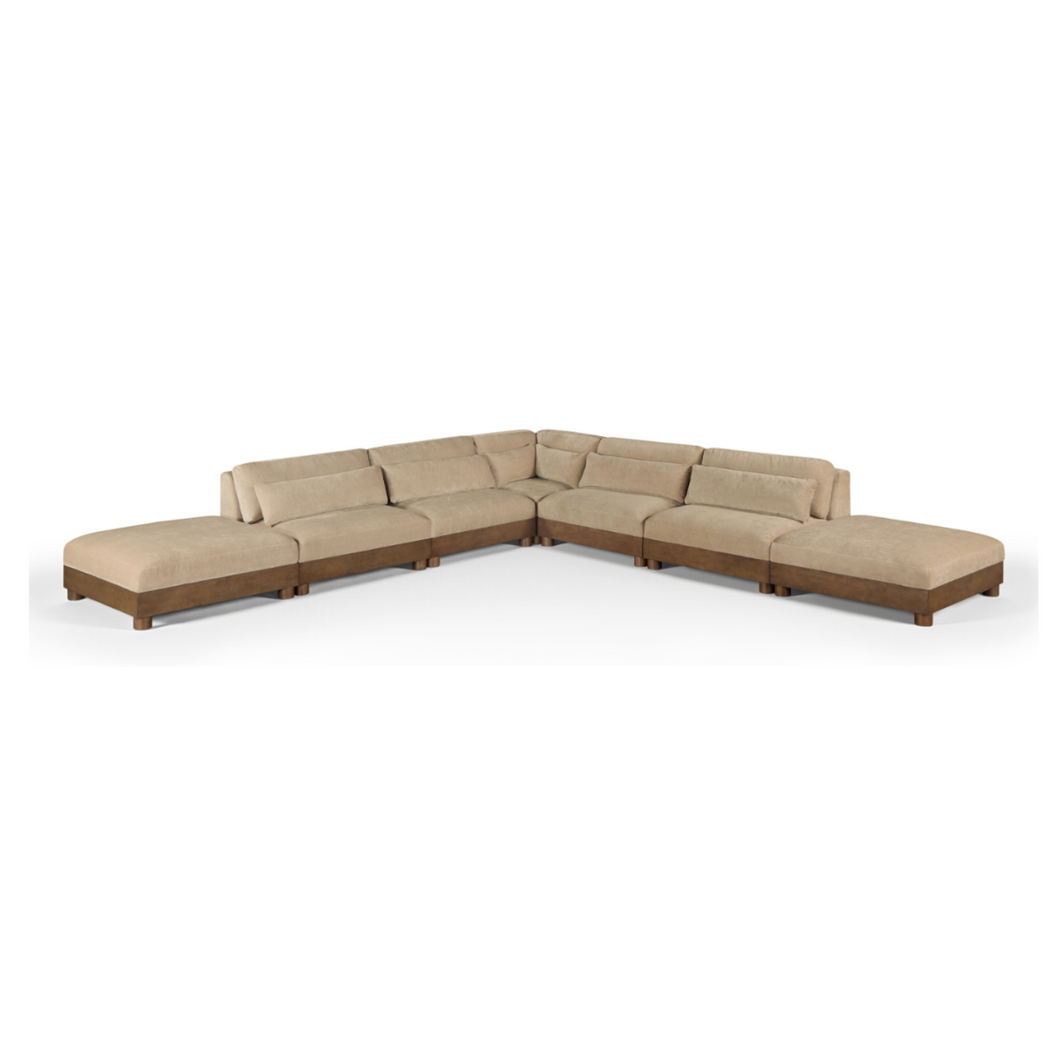 Turin 160in Beige Chenille Fabric Upholstered 7 Piece Modular Sectional Sofa