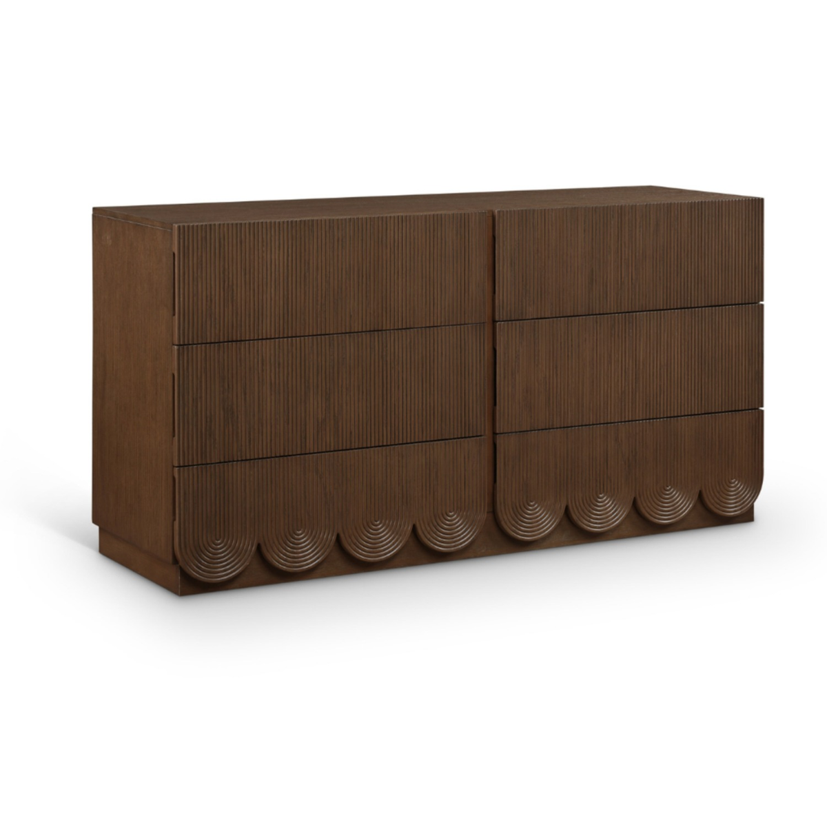 Scallop Brown Oak Veneer Dresser