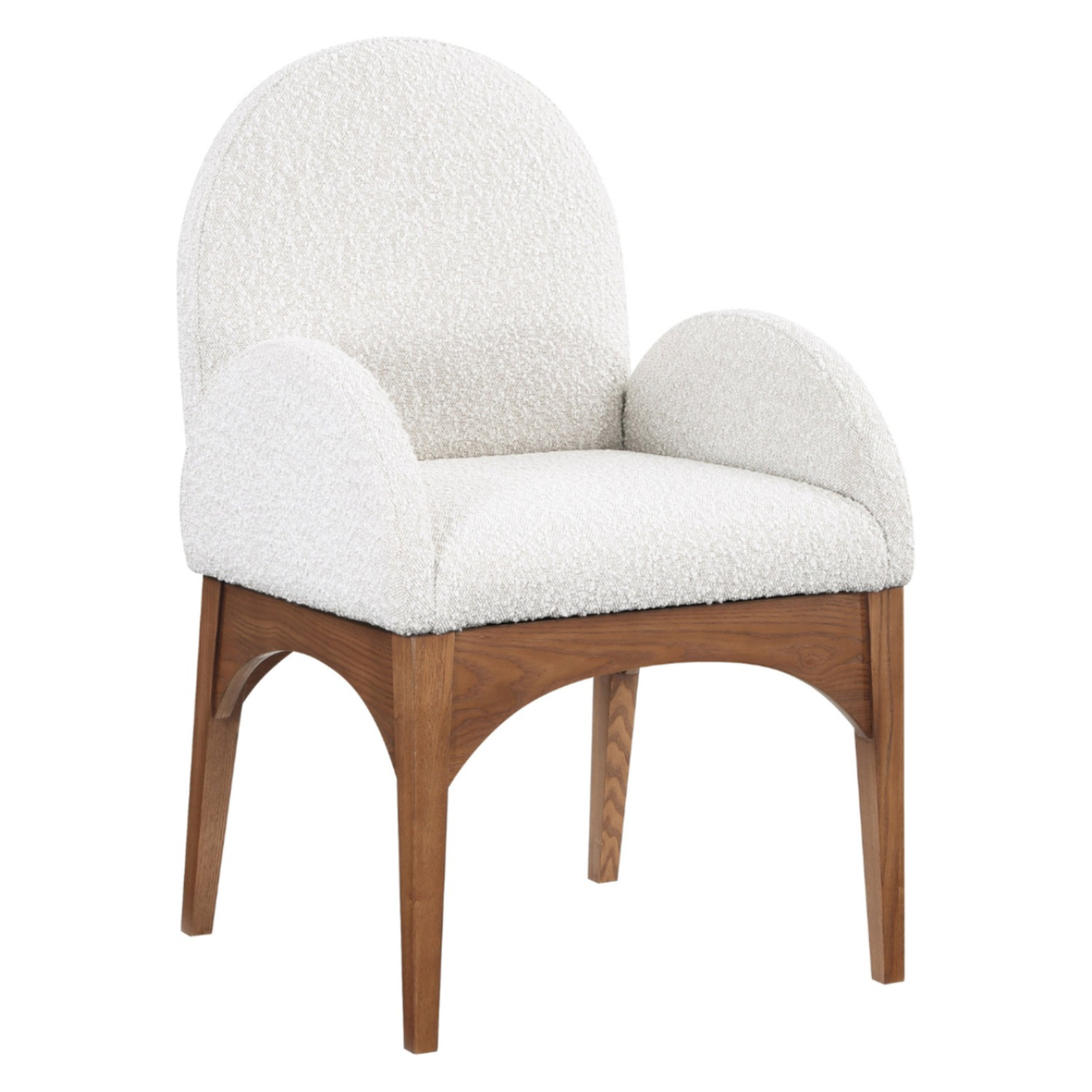 Waldorf Cream Boucle Fabric Upholstered Dining Arm Chair Set of 2