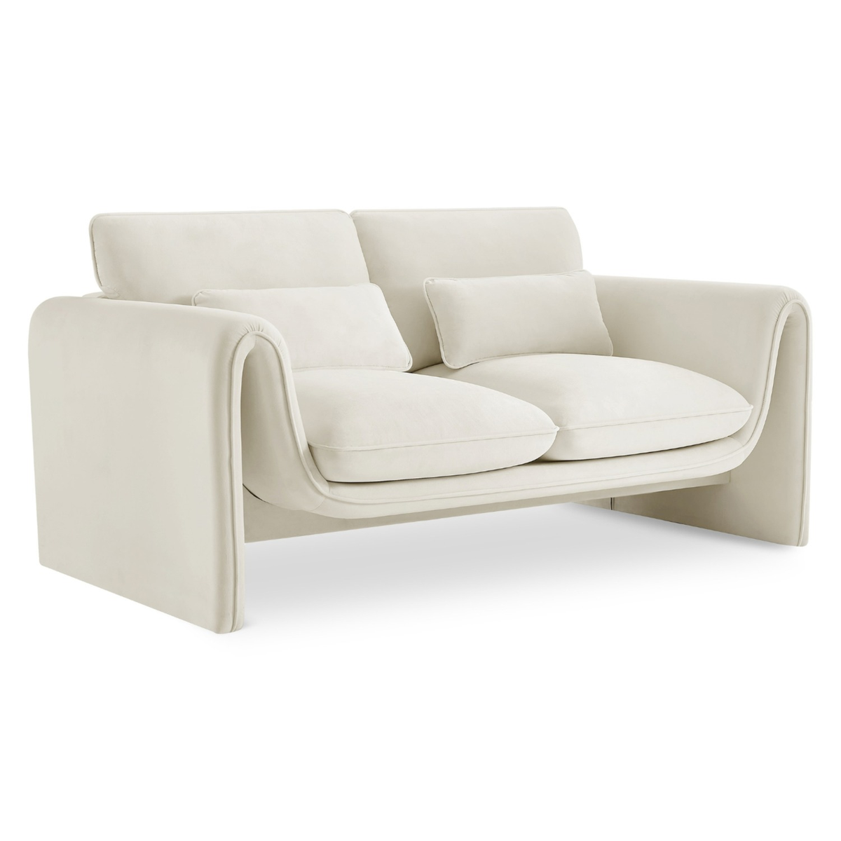 Sloan 64in Cream Velvet Upholstered Loveseat