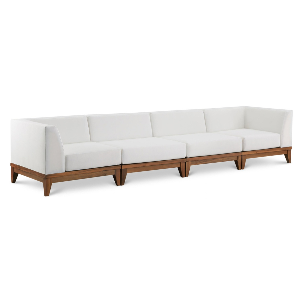 Rio 131in Off White Water Resistant Fabric Upholstered 4 Piece Modular Sofa