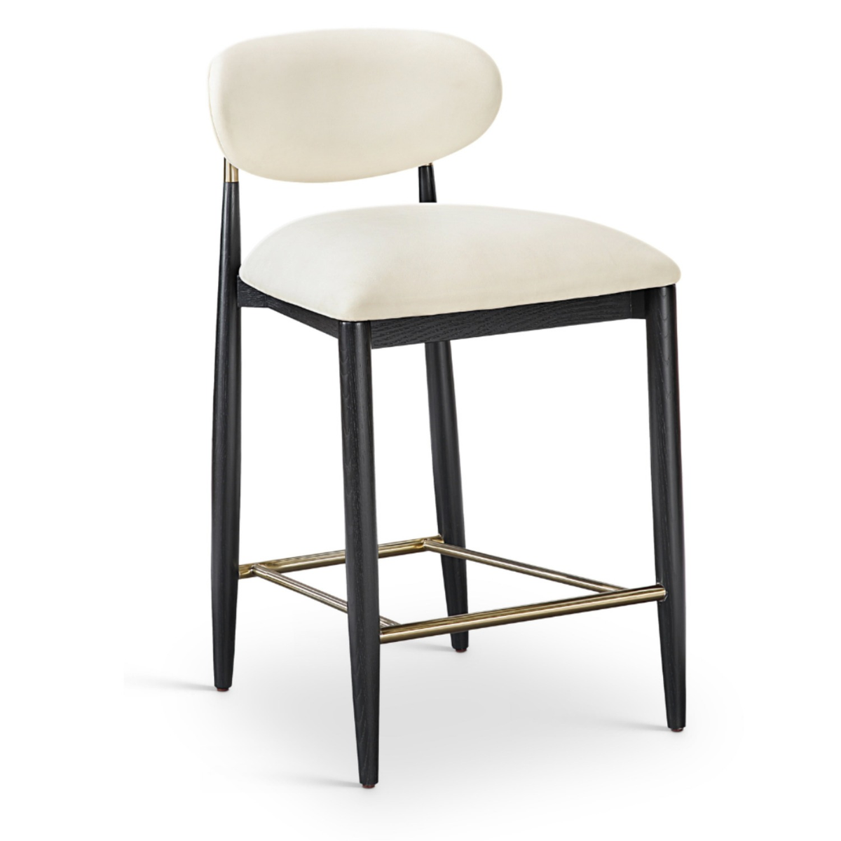 Riccio Cream Vegan Leather Upholstered Stool