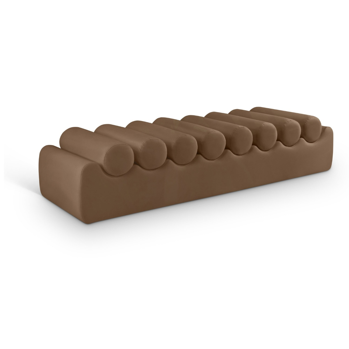 Rumble Brown Vegan Leather Upholstered Bench