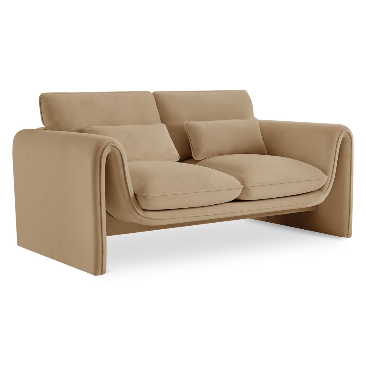 Sloan 6 4in Camel Velvet Upholstered Loveseat
