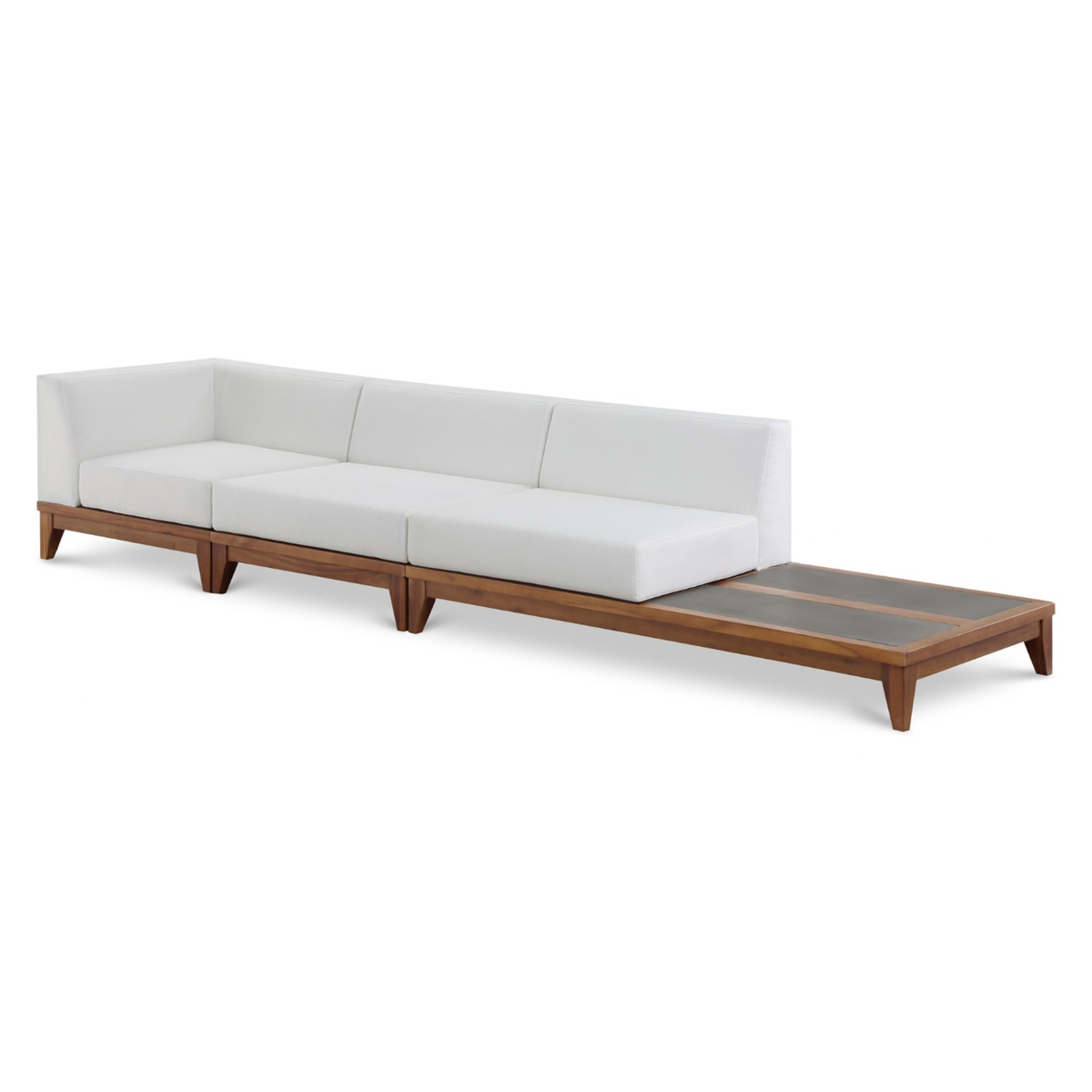 Rio 128.5in Off White Water Resistant Fabric Upholstered 3 Piece Modular Sofa