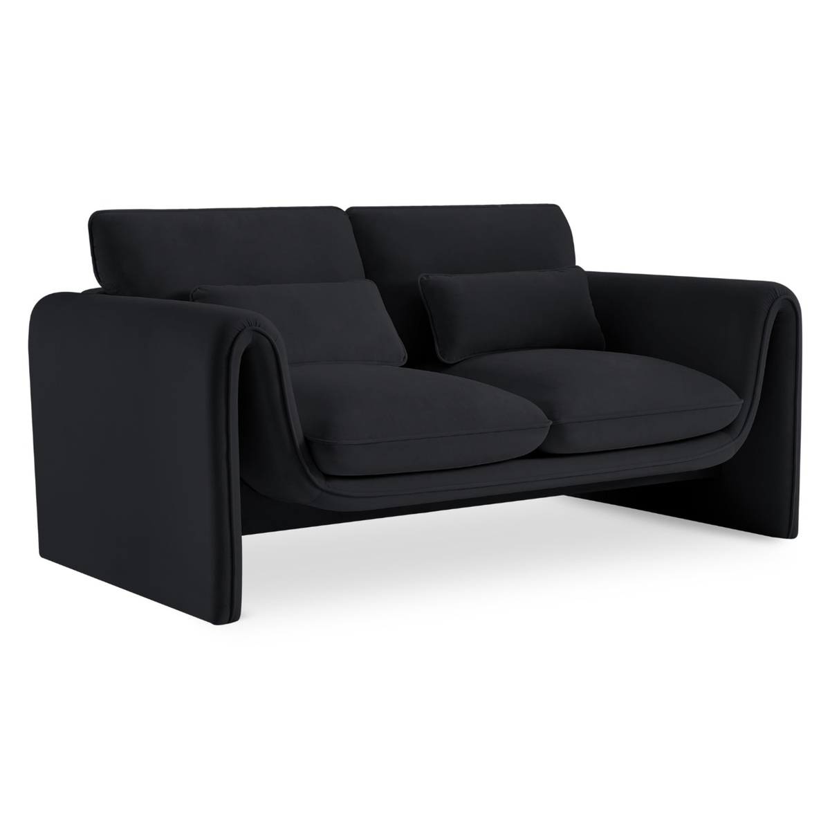 Sloan 6 4in Black Velvet Upholstered Loveseat