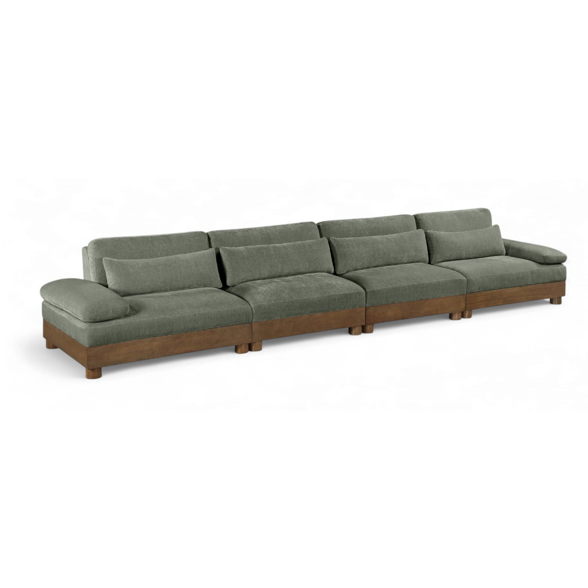Turin 175.5in Green Chenille Fabric Upholstered 4 Piece Modular Sofa