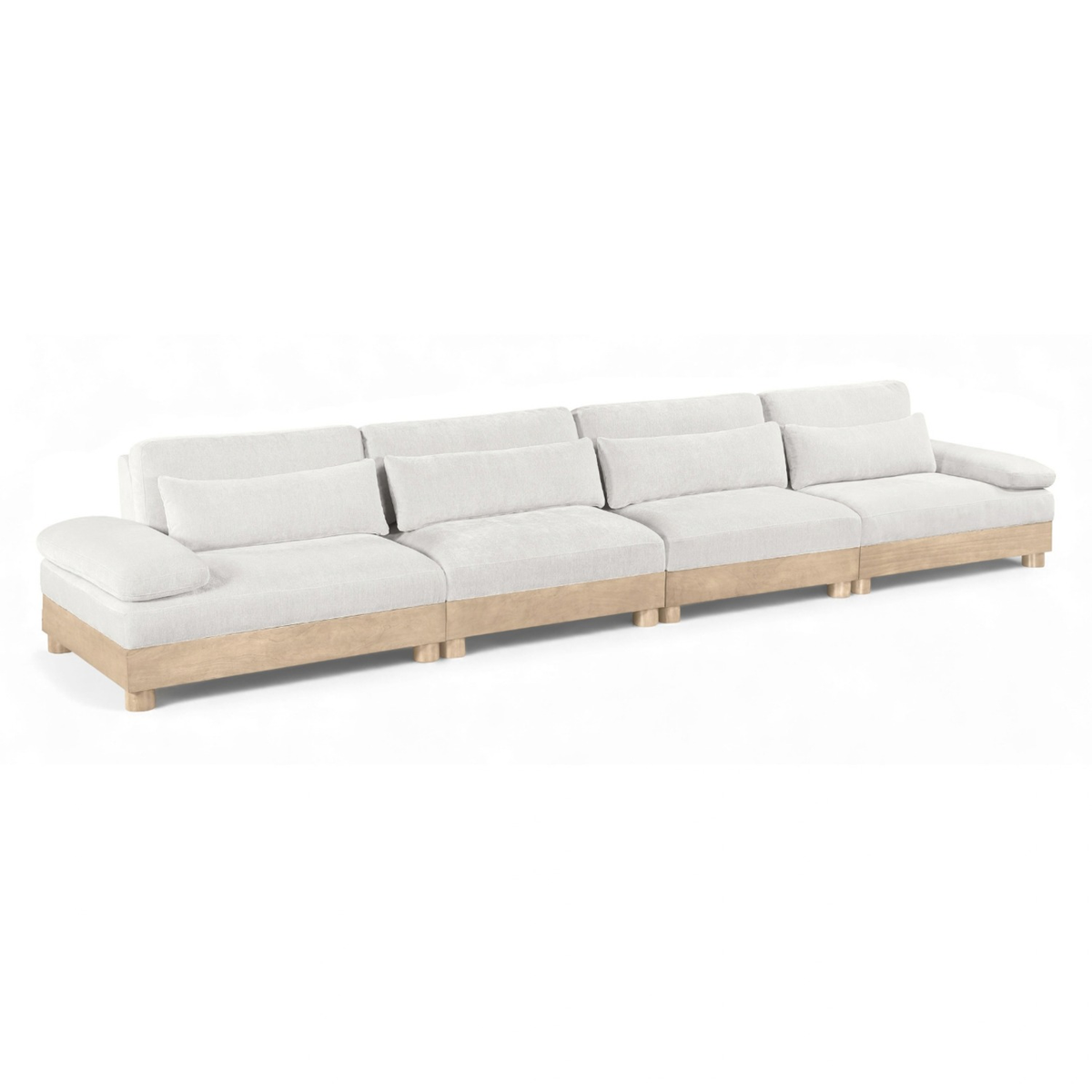 Turin 175.5in Cream Chenille Fabric Upholstered 4 Piece Modular Sofa