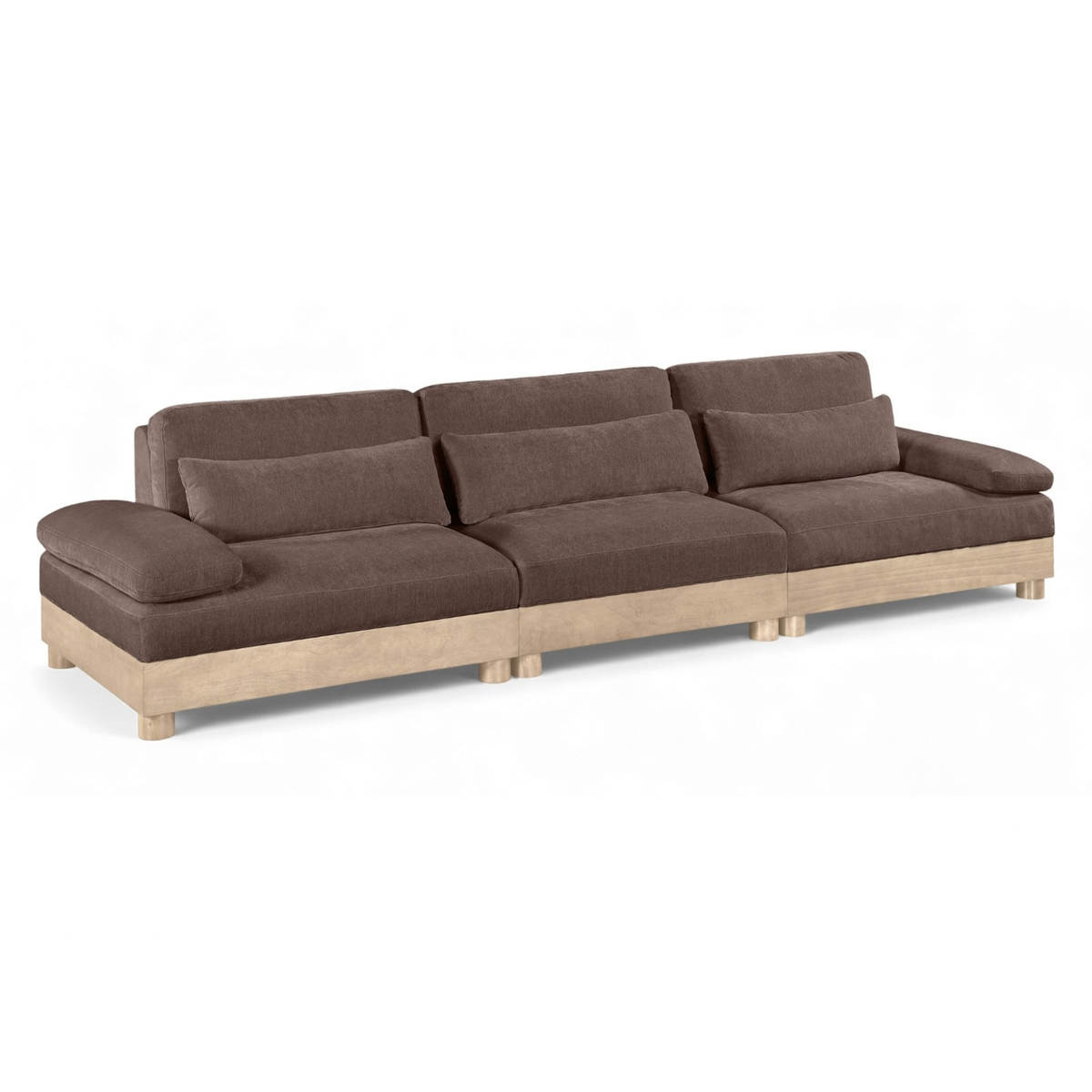 Turin 13 5 .5in Brown Chenille Fabric Upholstered 3 Piece. Modular Sofa