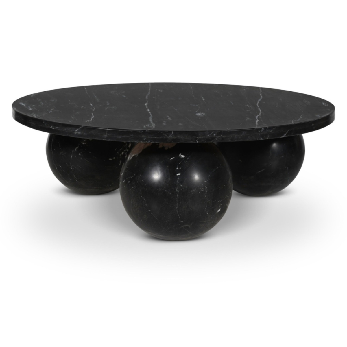 Spherical Black Genuine Marble Coffee Table (4 Boxes)