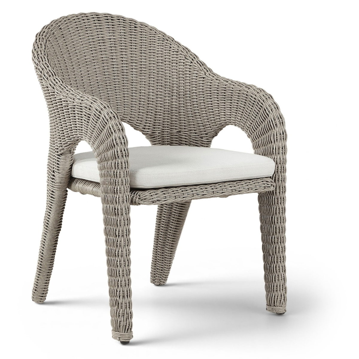 Seacrest Taupe Olefin Water Resistant Fabric And Wicker Outdoor Patio Dining Chair