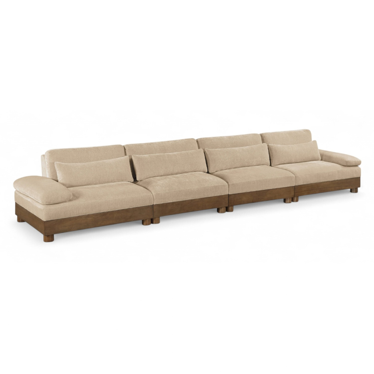 Turin 175.5in Beige Chenille Fabric Upholstered 4 Piece Modular Sofa