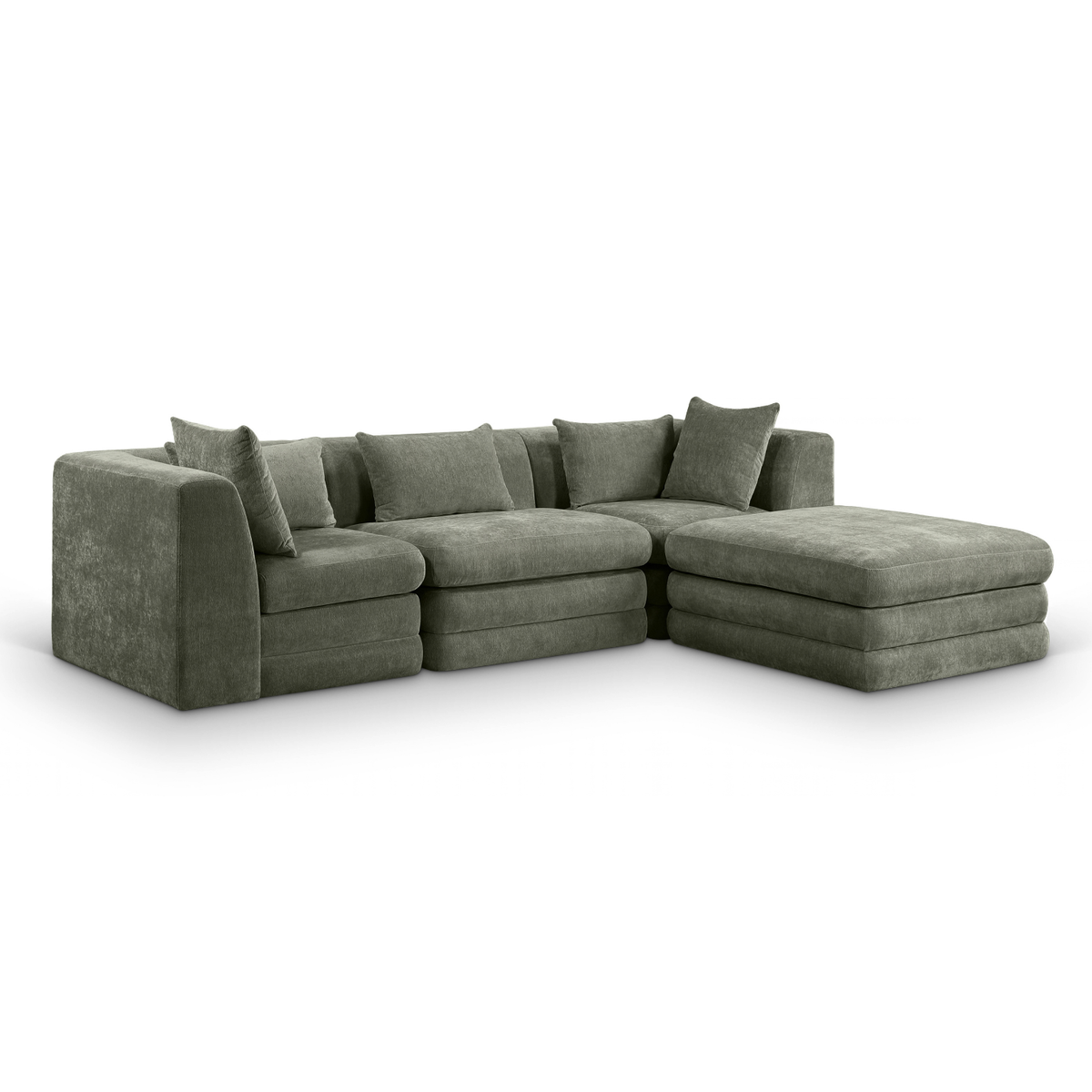 Stellar 114" Green Chenille Fabric Upholstered 4Pc. Modular Sectional, primary product view