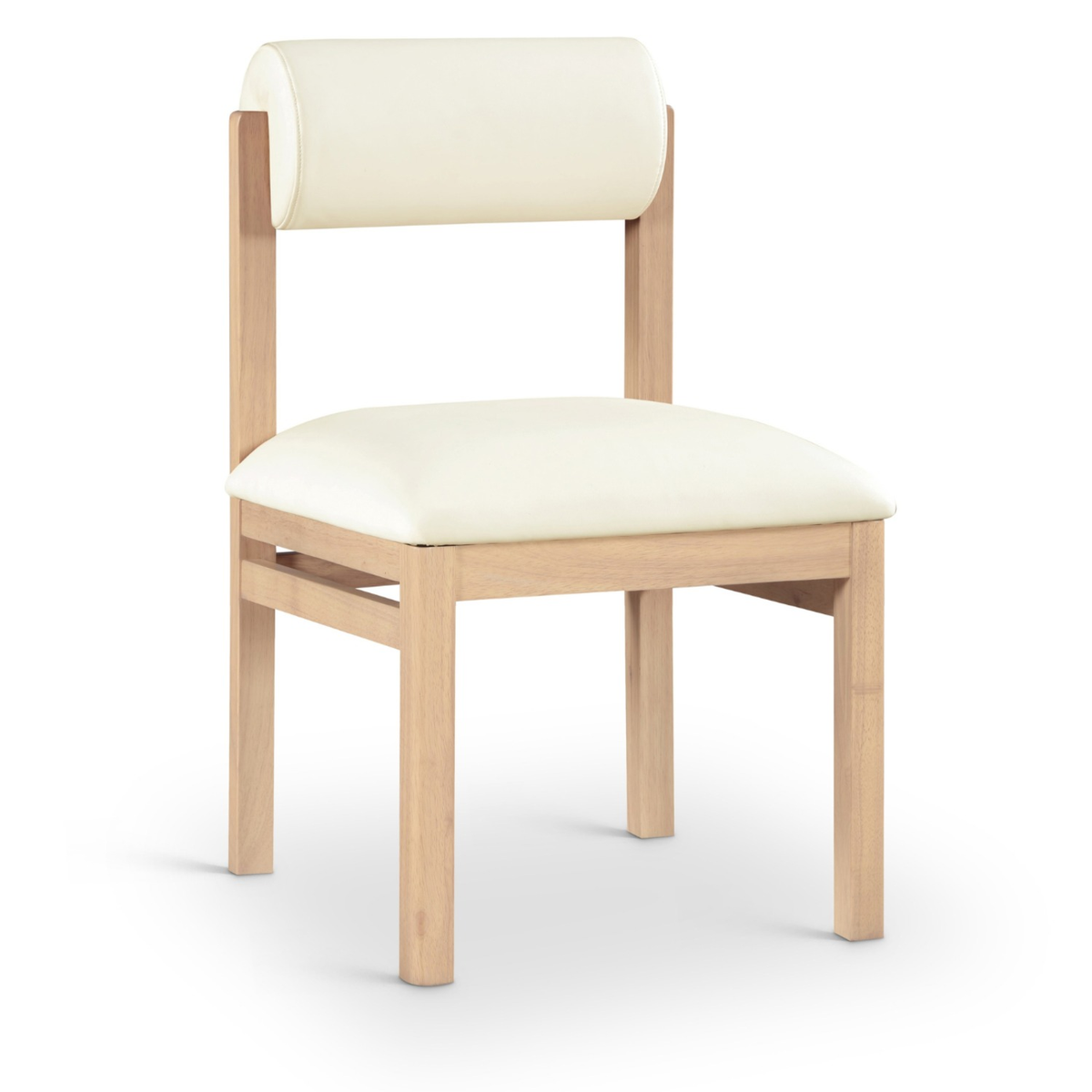 Roundhill Cream Vegan Leather Upholstered Dining Chair, Set of 2, primary product view