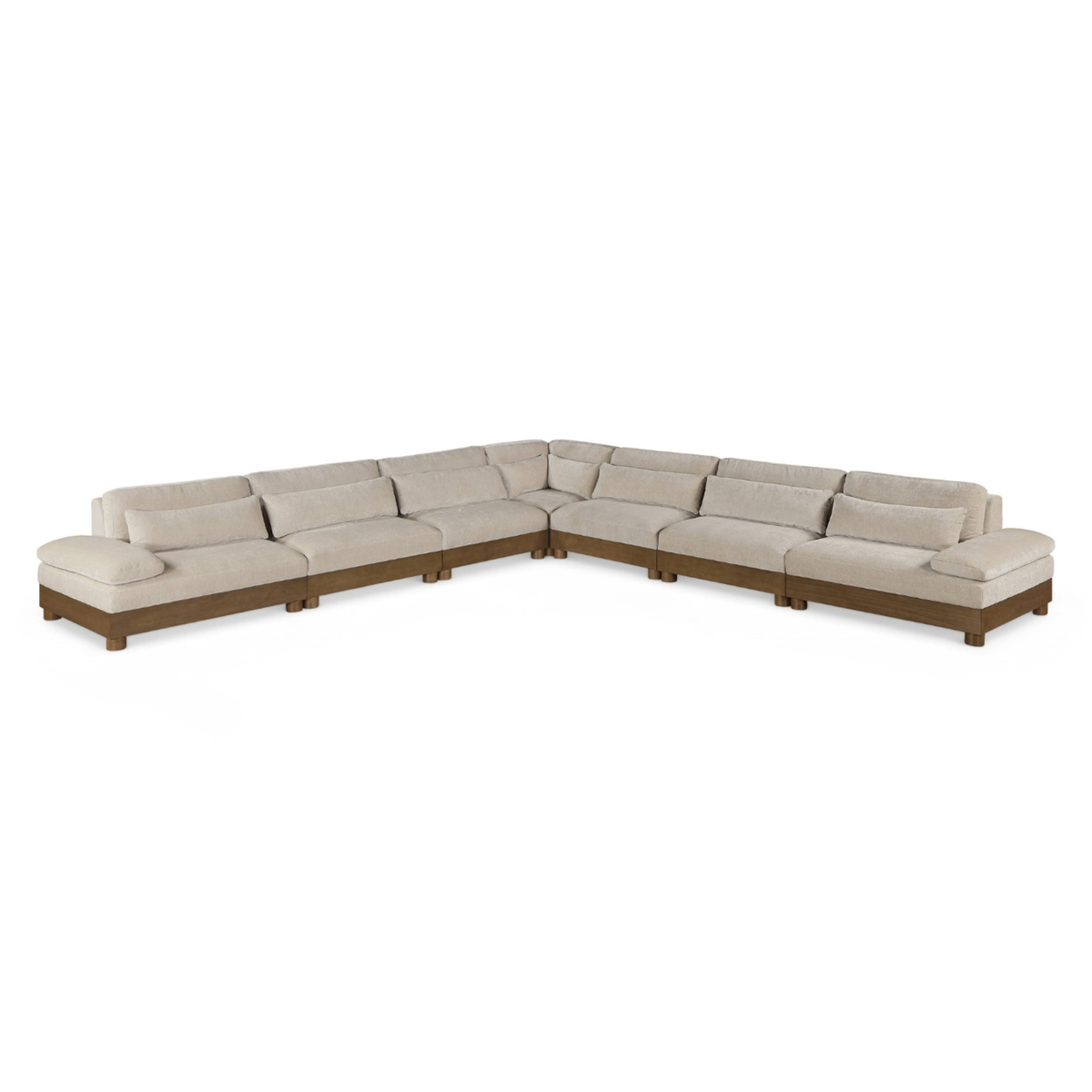 Turin 167.75in Taupe Chenille Fabric Upholstered 7 Piece Modular Sectional Sofa