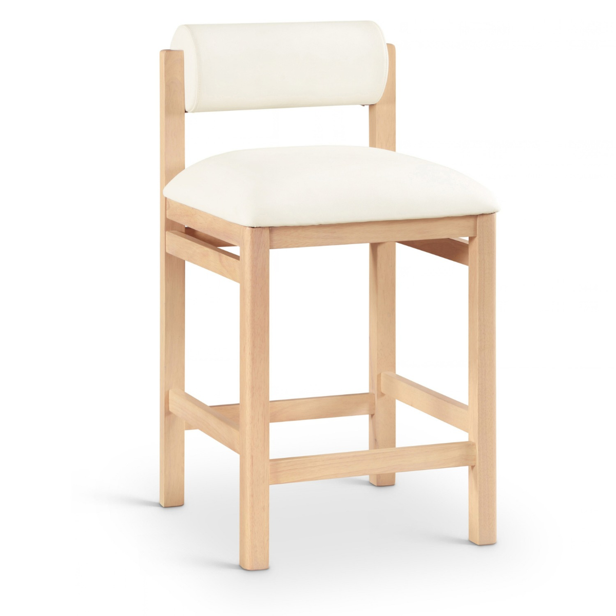 Roundhill Cream Vegan Leather Upholstered Counter Stool Set of 2