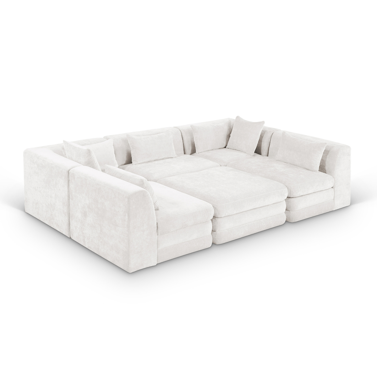 Stellar 114" Cream Chenille Fabric Upholstered 6Pc. Modular Sectional, primary product view