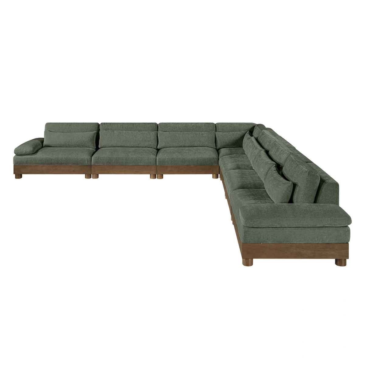 Turin 167.75in Green Chenille Fabric Upholstered 7 Piece Modular Sectional Sofa