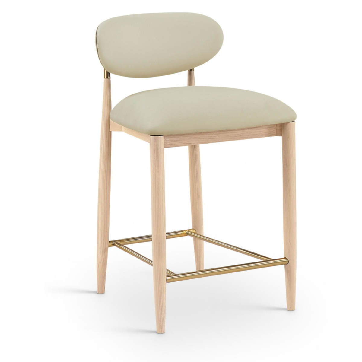 Riccio Taupe Vegan Leather Upholstered Stool