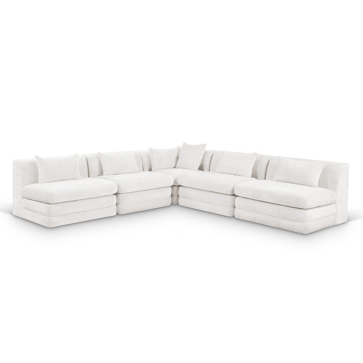 Stellar 114" Cream Chenille Fabric Upholstered 5Pc. Modular Sectional, primary product view