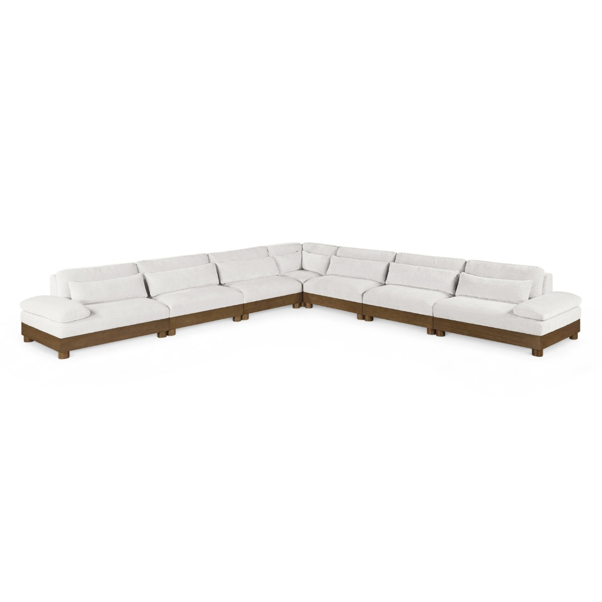 Turin 167.75in Cream Chenille Fabric Upholstered 7 Piece Modular Sectional Sofa