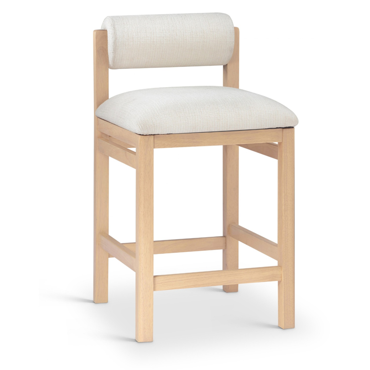 Roundhill Cream Linen Textured Fabric Upholstered Counter Stool Set of 2