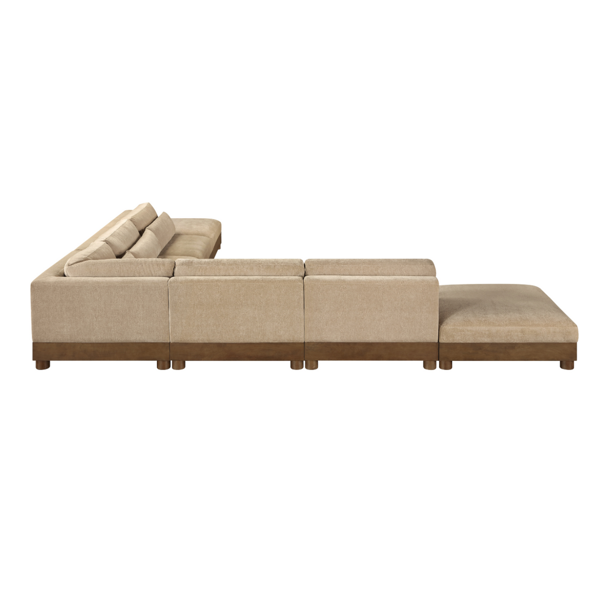 Turin 160in Beige Chenille Fabric Upholstered 7 Piece Modular Sectional Sofa