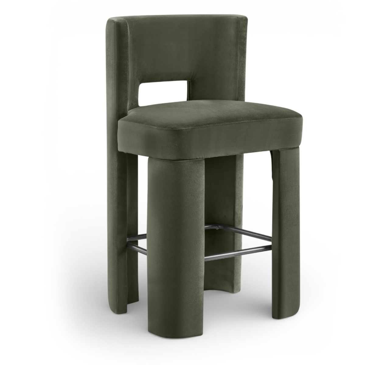 Zuno Green Velvet Performance Fabric Upholstered Bar Stool Set of 2