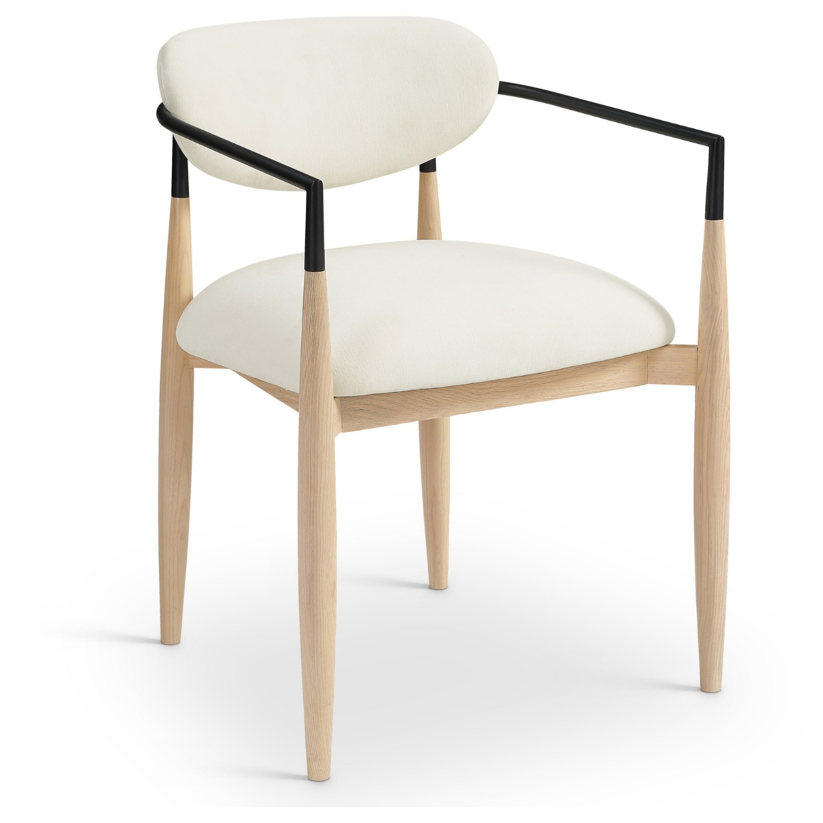 Riccio Cream Performance Fabric Upholstered Dining Arm Chair, Set of 2, primary product view