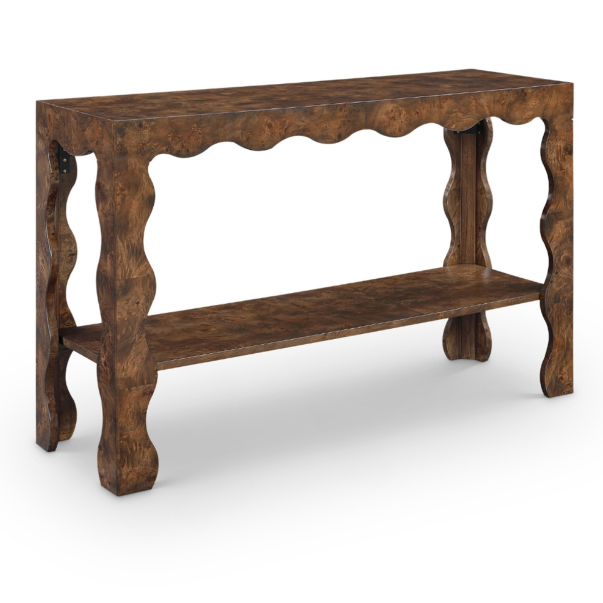 Vassa Brown Burl Veneer Console Table
