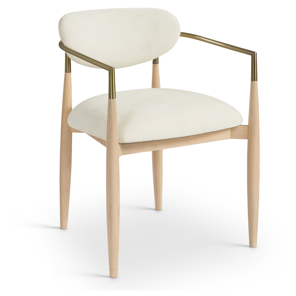 Riccio Cream Performance Fabric Upholstered Dining Arm Chair, Set of 2, primary product view