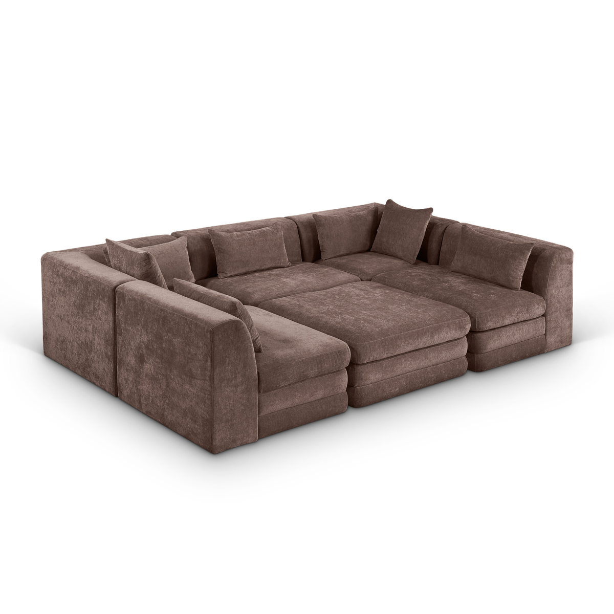 Stellar 114" Brown Chenille Fabric Upholstered 6Pc. Modular Sectional, primary product view