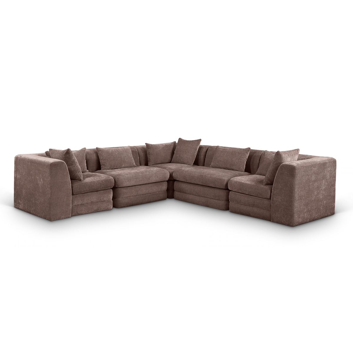 Stellar 114" Brown Chenille Fabric Upholstered 5Pc. Modular Sectional, primary product view