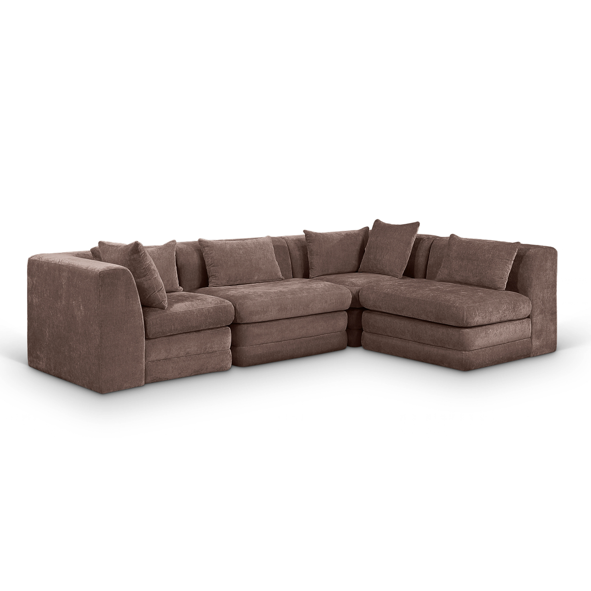 Stellar 114" Brown Chenille Fabric Upholstered 4Pc. Modular Sectional, primary product view